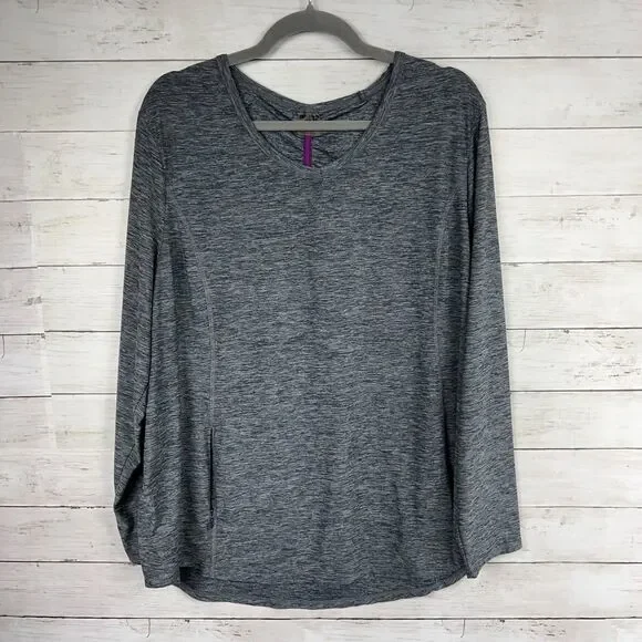 Duluth Trading Grey Heather Pocket Front Long Sleeve Top - Picture 1 of 4